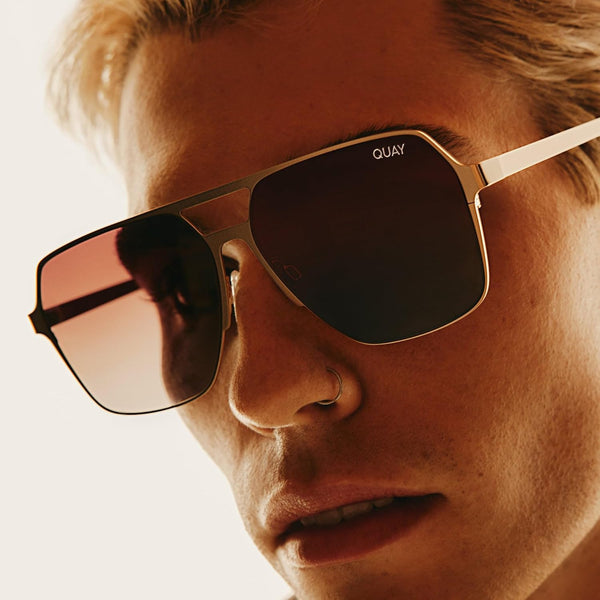 QUAY Backstage Pass Sunglasses - Gold/Brown Polarized