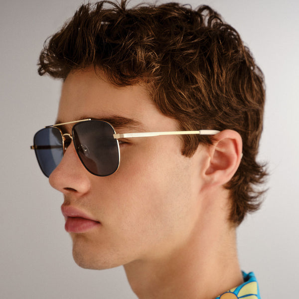 Le Specs The Charmer Limited Edition | Gold Seafoam Polarized Sunglasses (Truly On Holidays Collection)