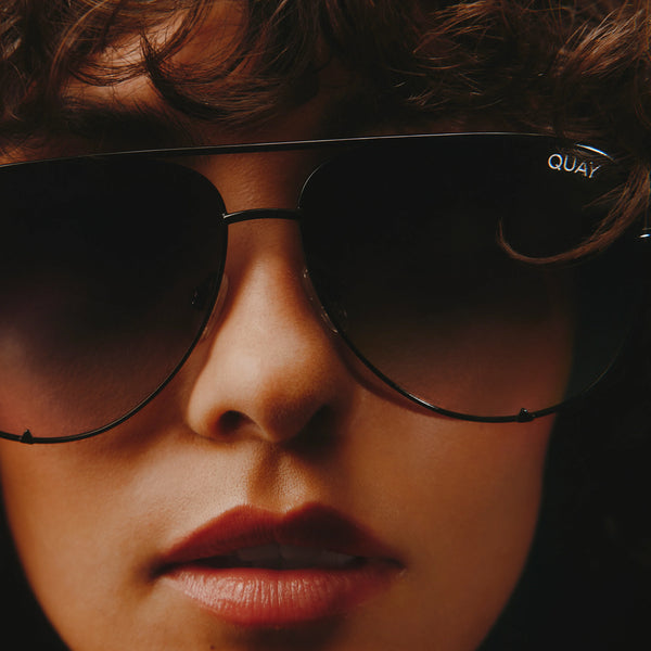 QUAY High Key Extra Large Sunglasses - Black/Fade Polarized