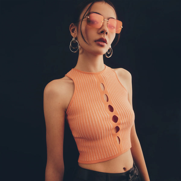 QUAY (The SZA Edit) TTYL Rimless Sunglasses - Gold/Orange Iridescent