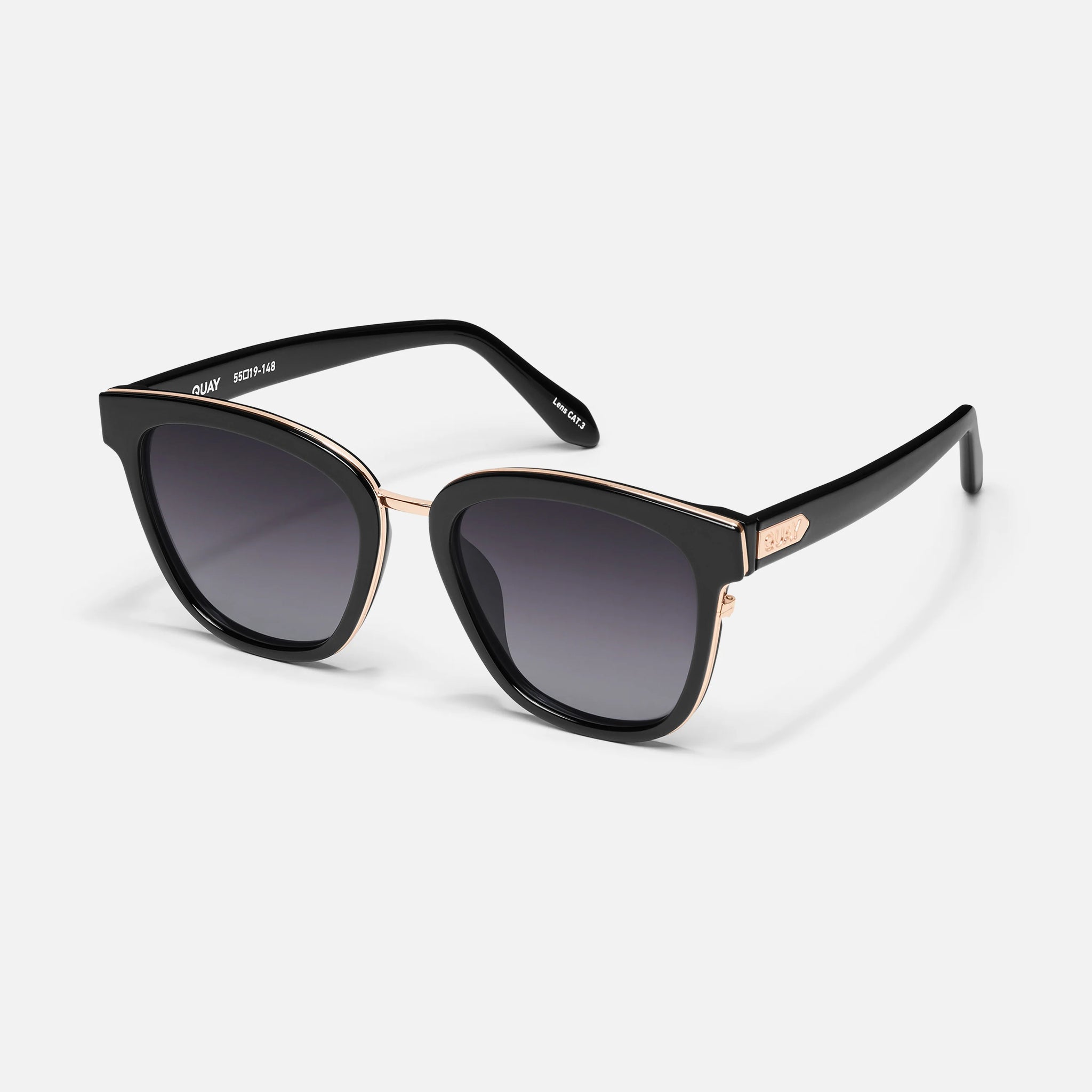 QUAY Act Natural Sunglasses - Black/Smoke Polarized