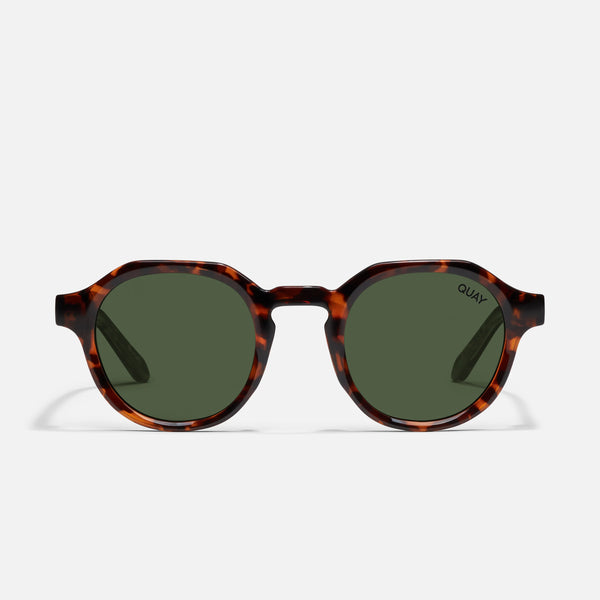 QUAY Another Round Sunglasses - Dark Tort/Green Polarized