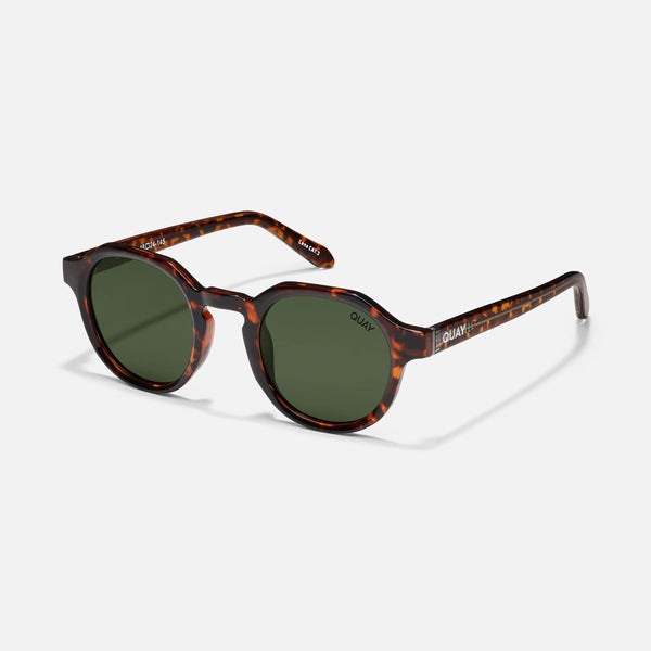 QUAY Another Round Sunglasses - Dark Tort/Green Polarized