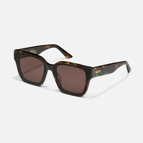 QUAY Drive In Sunglasses - Dappled Green Tort/Brown