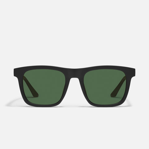 QUAY Flip Side Sunglasses - Matte Black/Green Polarized