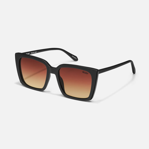 QUAY Front Cover Sunglasses - Matte Black/Brown Yellow
