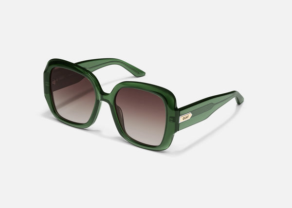 QUAY Full Glam Sunglasses - Forest Green/Brown (Exclusive Colourway)