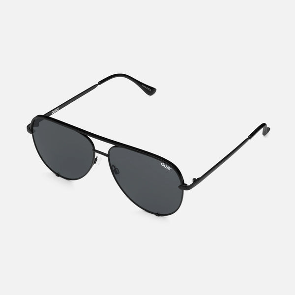 QUAY High Key Large Sunglasses - Black/Smoke Polarized