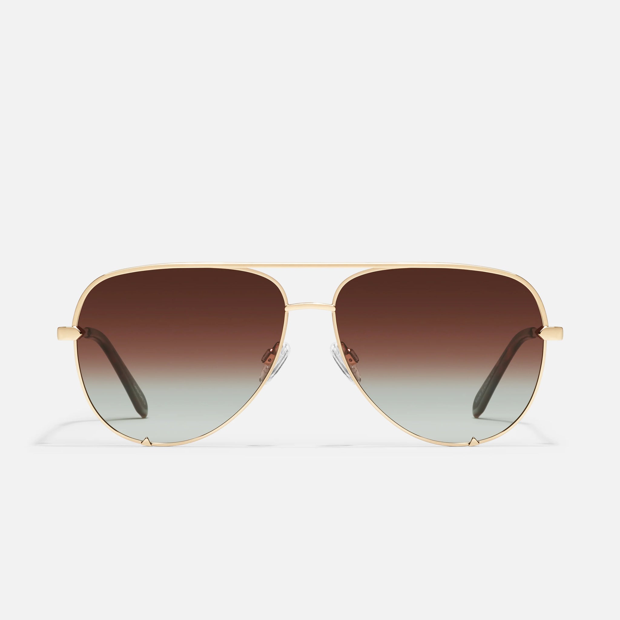 QUAY High Key Extra Large Sunglasses - Gold/Brown Fade Polarized