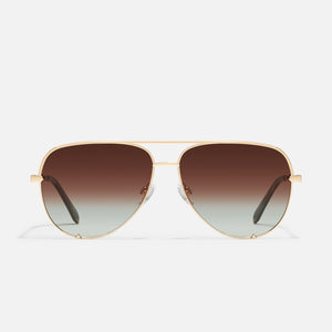 QUAY High Key Extra Large Sunglasses - Gold/Brown Fade Polarized