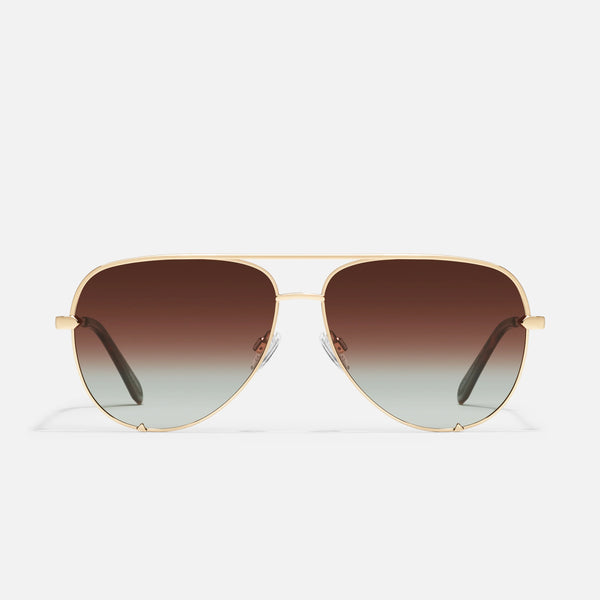 QUAY High Key Extra Large Sunglasses - Gold/Brown Fade Polarized