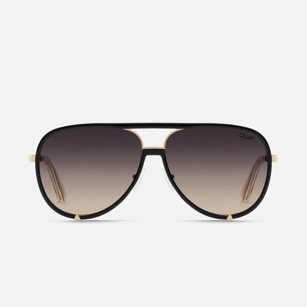QUAY High Profile Luxe Sunglasses - Black Gold/Smoke Taupe Polarized