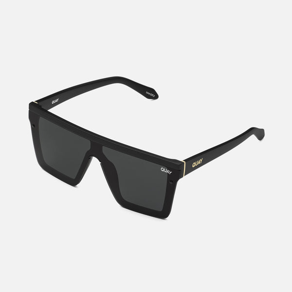 QUAY Hindsight Sunglasses - Black/Smoke Polarized