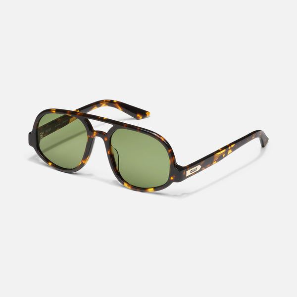 QUAY Jet Set Sunglasses - Tortoise Yellow/Forest