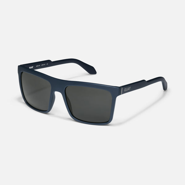 QUAY Let It Run Sunglasses - Matte Navy/Smoke Polarized