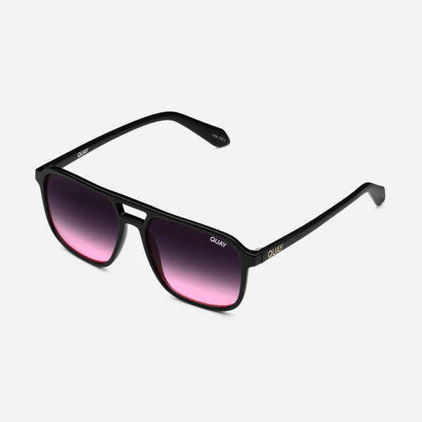 QUAY On The Fly Sunglasses - Black/Black Pink