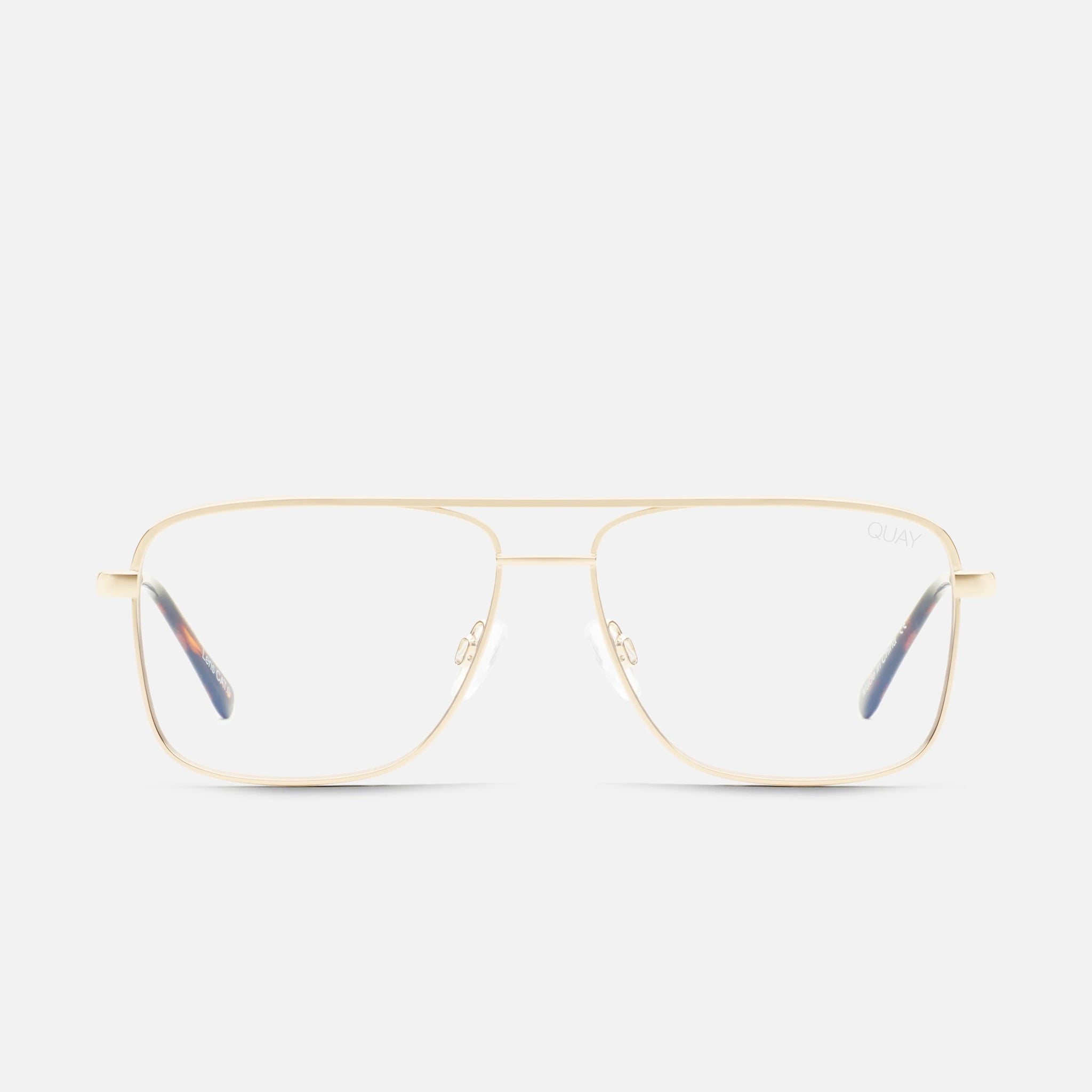 QUAY Poster Boy Mini Blue Light Glasses - Gold/Clear Aviator