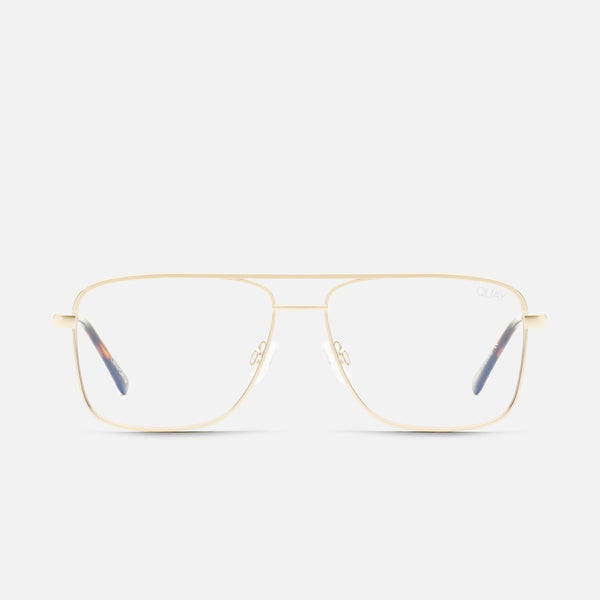 QUAY Poster Boy Mini Blue Light Glasses - Gold/Clear Aviator