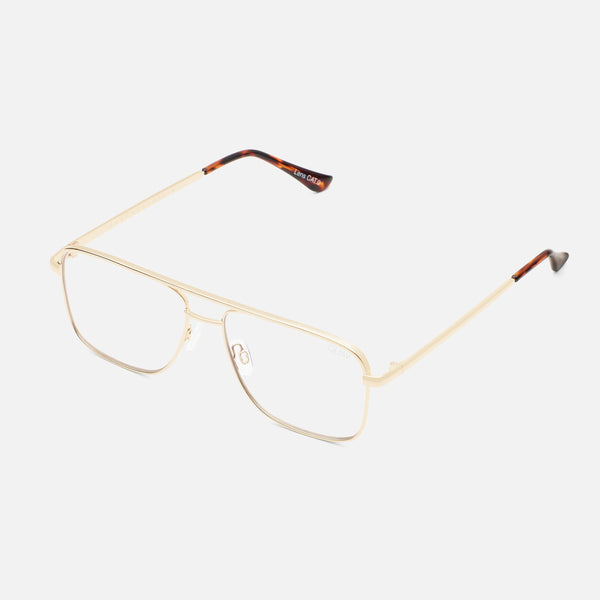 QUAY Poster Boy Mini Blue Light Glasses - Gold/Clear Aviator