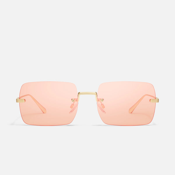 QUAY (The SZA Edit) TTYL Rimless Sunglasses - Gold/Orange Iridescent