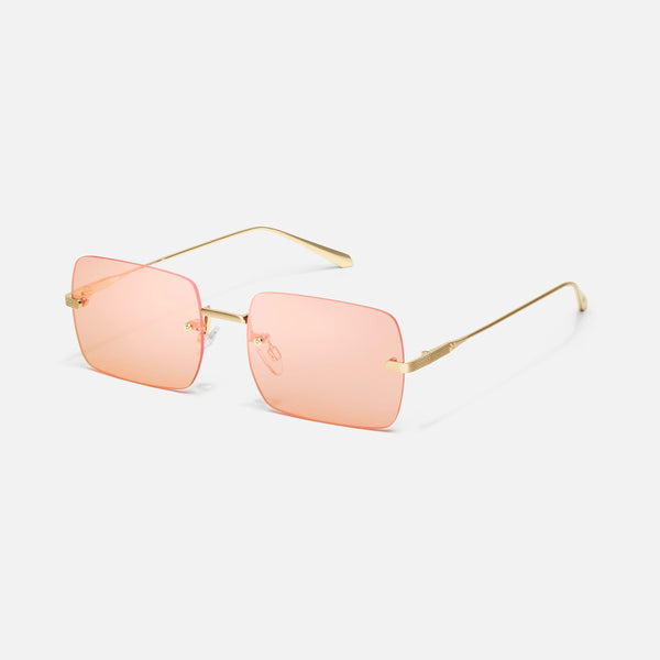 QUAY (The SZA Edit) TTYL Rimless Sunglasses - Gold/Orange Iridescent