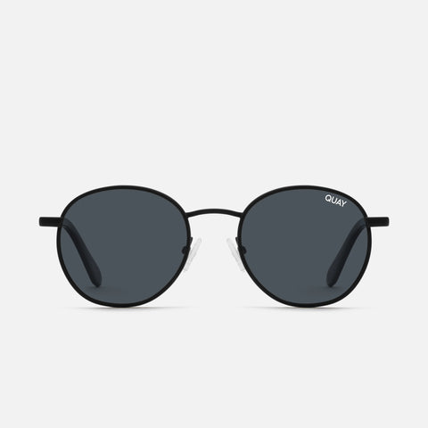 QUAY Talk Circles Sunglasses - Black/Smoke Polarized