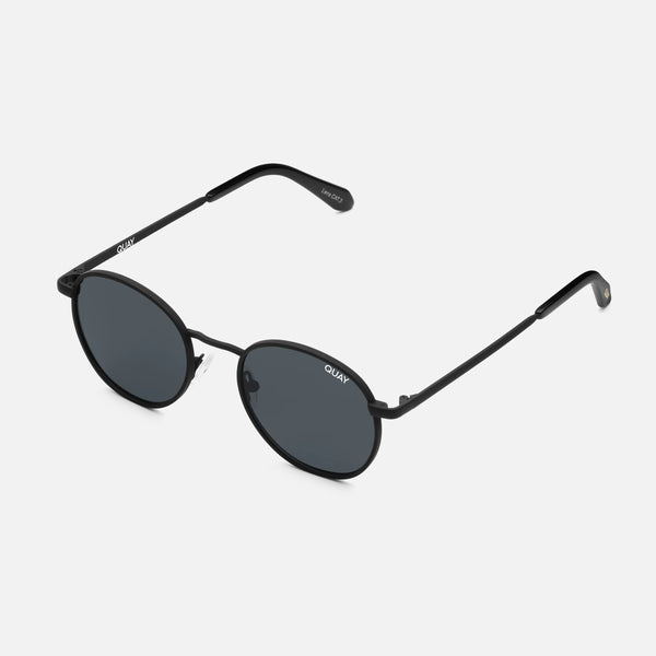 QUAY Talk Circles Sunglasses - Black/Smoke Polarized