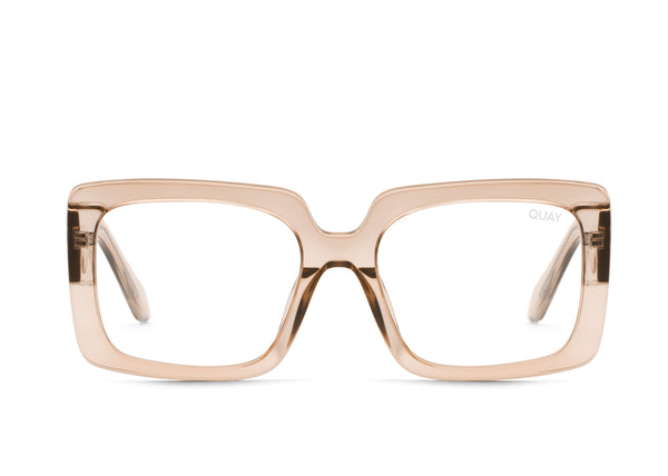 QUAY Total Vibe Blue Light Glasses - Tan/Clear