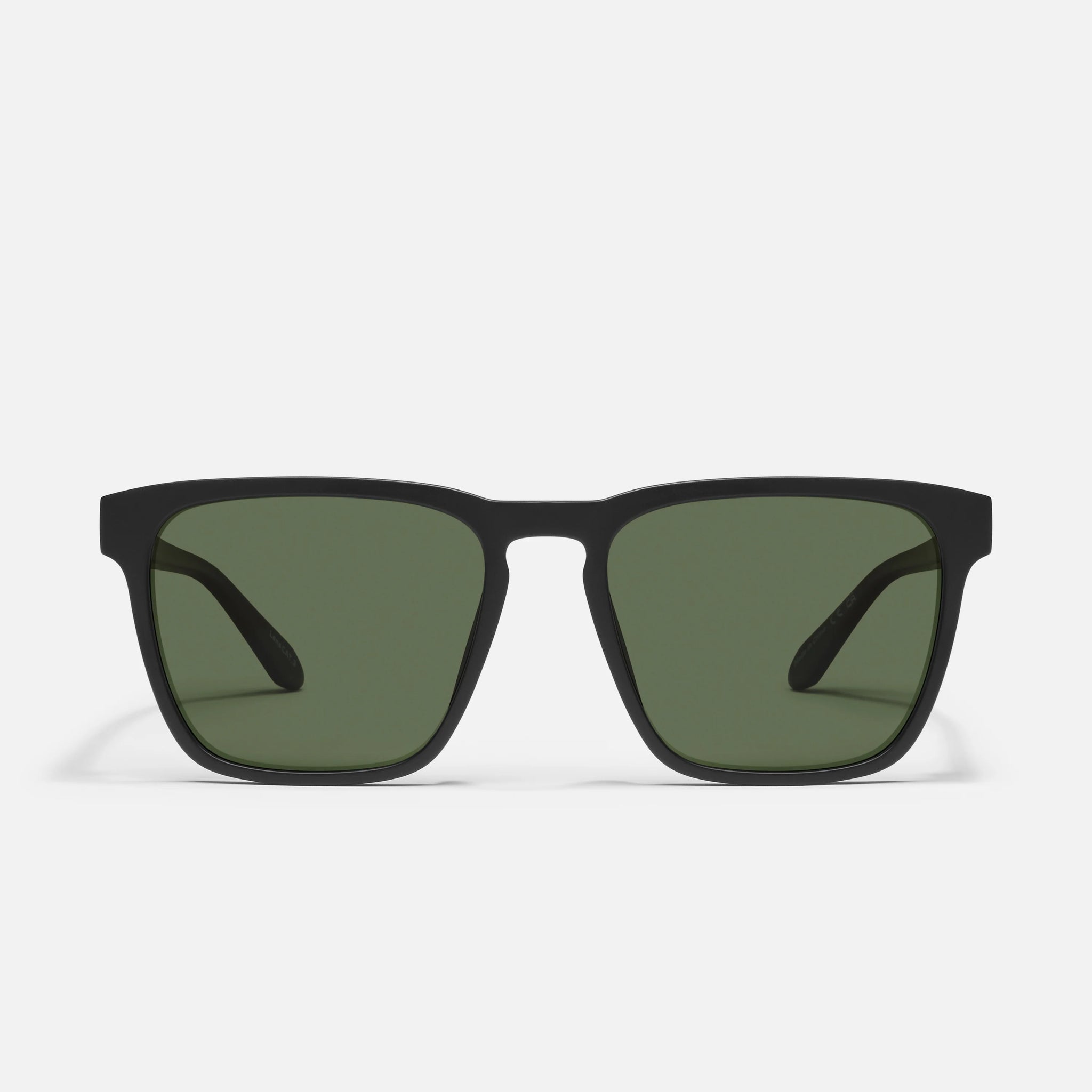 QUAY Unplugged Sunglasses - Matte Black/Green Polarized