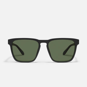 QUAY Unplugged Sunglasses - Matte Black/Green Polarized