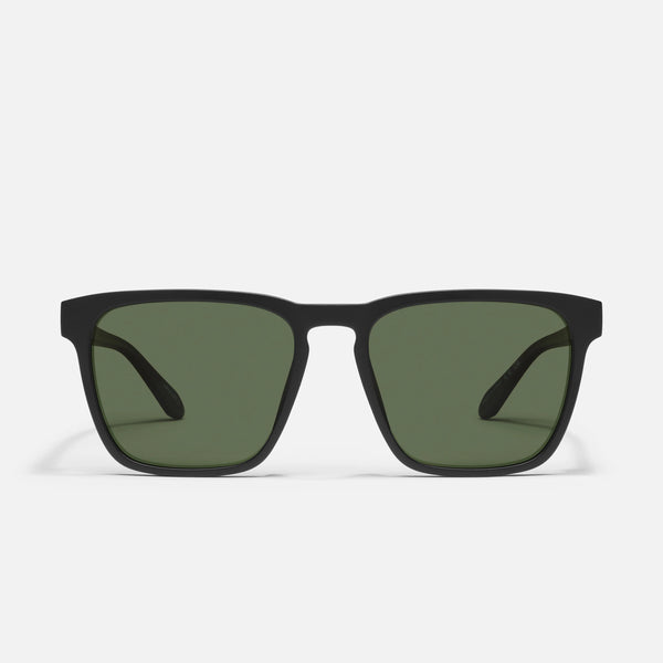 QUAY Unplugged Sunglasses - Matte Black/Green Polarized