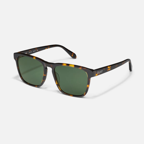 QUAY Unplugged Sunglasses - Tortoise Yellow/Green Polarized