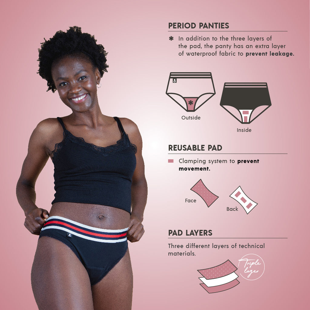 XULA Eco Period Underwear  Emma Gold Panty + Moderate Flow Pad Pack –  PRESENCE Paris