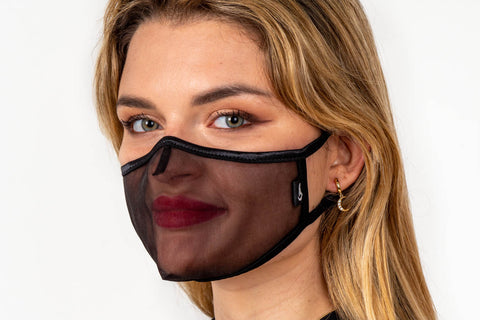 XULA 2 Black - Certified Reusable Transparent Mask with Black Fabric & Black Trim - PresenceConcept.com